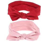 PAMINGONO Diademas para Niñas Lazo 2 Piezas 1 Rosa 2 1 Rojo 5 Diademas Elásticas para Ñiño Recién Nacido Accesorio Pelo Adecuado para Shower y Fiesta de Cumpleaños