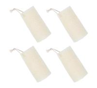 PAMINGONO Esponjas Exfoliantes Corporales de Lufa Natural 4 Unidades, Esponja Vegetal para Ducha y Baño, Tamaño 15 Cm X 5.5-8 Cm, Color Claro, para Piel Seca y Uso Corporal Diario