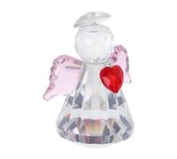 PAMINGONO Figura de Ángel de Cristal con Corazón de Amor, Mini Estatua Decorativa Rosa con Alas, Adorno de Escritorio para Oficina y Decoración del Hogar, Figura Coleccionable para Obsequio