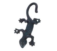 PAMINGONO Gancho de Pared de Hierro Fundido con Diseño de Gecko, Ganchos Rústicos para Abrigos y Toallas, Decoración Creativa para Hogar y Jardín, Incluye Tornillos y Tubos de Expansión,
