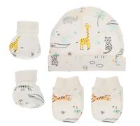 PAMINGONO Guante protector para bebé recién nacido, gorro antiarañazos, funda para pies antiarañazos, 1 juego de algodón, suave y transpirable, para bebés en invierno