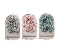 PAMINGONO Guantes de Baño Exfoliantes 3 Piezas Set Doble Cara Gris Azul, Beige Claro y Marrón Claro, Cepillo de Manopla de Ducha de Fibra Viscosa, Esponja Pe para Cuidado Piel y Exfoliación