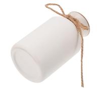 PAMINGONO Jarrón de Cerámica Pequeño Blanco con Cuerda de Yute Maceta Decorativa para Flores y Plantas Florero Redondo para Hogar Oficina y Jardín Contenedor Floral Versátil