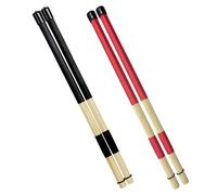 PAMINGONO Juego de Escobillas para Batería de Jazz 2 Pares de Baquetas de Bambú Rojo y Negro para Práctica y Enseñanza Accesorios de Percusión Versátiles para Bateristas Adultos