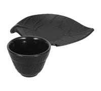 PAMINGONO Juego de Tazas de Té de Hierro Fundido Posavasos en Diseño Vintage Set de 2 Piezas para Vajilla y Accesorios de Té Chino Adecuado Uso en Hogar