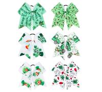 PAMINGONO Lazos Pelo Lazo 6 Piezas Tamaño Estándar Diseño Día de San Patricio Niñas Accesorios para Cabello Color Verde Estampado Multicolor para Fiesta y Uso Diario