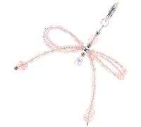 PAMINGONO Llavero Lazo Rosa para Bolso y Teléfono Cuentas Acrílicas Colgante Decorativo Ligero de Cadena Multifuncional para Llaves y Accesorios de Auto