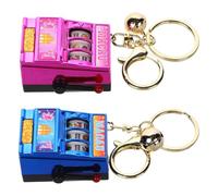 PAMINGONO Llavero Mini Tragamonedas Vegas 2 Piezas, Colgante Portátil Azul y Rosa, Juego de Entretenimiento y Amuleto Suerte, Accesorio Divertido para Llaves y Mochila, Obsequio Adecuado