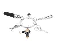 PAMINGONO Llaveros Peluquero Colgante Mochila con Diseño Tijeras Peinado Accesorio Decorativo para Bolso y Llaves Negro con Cadena