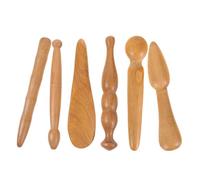 PAMINGONO Masajeador de Drenaje Corporal 6 Piezas Palo de Masaje Guasha de Madera Natural, Kit de Gua Sha para Masaje Facial y Corporal, Herramienta para Esculpir Rostro, Cuello, Espalda
