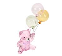 PAMINGONO Mini Oso de Cristal Globo Rosa Figura Decorativa Coleccionable de Animal Adorno para Escritorio y Estantería Decoración Navideña y Oficina Estatua Artística Versátil