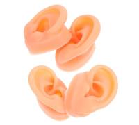 PAMINGONO Modelos de Orejas de Silicona Suaves y Realistas 2 Pares Derecha E Izquierda para Práctica de Piercing y Exhibición de Pendientes Molde Anatómico Portátil para Formación y