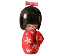 PAMINGONO Muñeca Adorno Decorativo Compacto de Madera Tradicional Japonesa Kimono Rojo Obsequio Especial Adecuado para Decoración del Hogar y Escritorio
