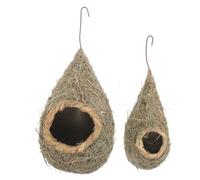 PAMINGONO Nido de Pájaro Artificial Colgante 2 Piezas Tejido a Mano para Jardín Exterior, Nido de Colibrí Grande y Pequeño Resistente a Todo Clima