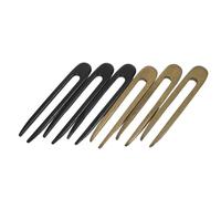 PAMINGONO Palillos Chinos Cabello de Madera Estilo Vintage, Horquillas en Forma de U, 6 Piezas (3 Negras y 3 Verdes) para Moños y Recogidos, Accesorios para Peinados Hanfu y