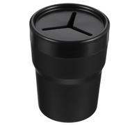 PAMINGONO Papelera para Coche de ABS Resistente con Tapa Mini Cubo de Basura Negro para Portavasos Set de 2 Unidades Organizador Multifuncional para Automóvil Hogar y Oficina