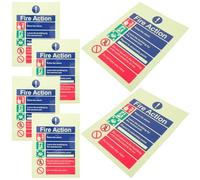 PAMINGONO Pegatinas Autoadhesivas Luminiscentes de Seguridad contra Incendios 15X20 CM 6 Unidades Señal de Actuación Caso de Incendio para Almacenes Escuelas y Oficinas
