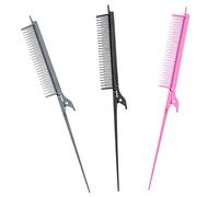 PAMINGONO Peine Para Cardar y Peines De Dientes Finos 3 Piezas Tamaño Mediano De Fibra De Carbono Colores Gris, Rosa Fucsia y Negro Para Peluqueros Profesionales y Uso Doméstico En Salones De Belleza