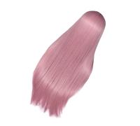PAMINGONO Peluca Larga y Recta de Cosplay Rosa Coral para Mujer, Fibra Sintética Resistente al Calor, Talla Única, Uso Diario y Fiestas, Postizo Natural y para Niñas