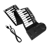 PAMINGONO Piano Electrónico Portátil de 49 Teclas Negro, Plegable y Enrollable, Altavoz Integrado, Adecuado para Principiantes y Aprendizaje Musical Lugar