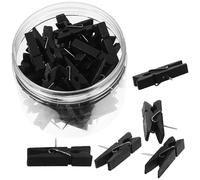 PAMINGONO Pinzas de Madera Negras para Fotos, 50 Unidades, Mini Pinzas Pequeñas para Colgar Fotos y Notas, Accesorio Decorativo para Hogar, Oficina y Manualidades