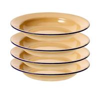 PAMINGONO Platos de Esmalte 20 Cm Amarillo Puro, Bandejas Esmaltadas Resistentes, Conjunto 4 Piezas, para Servir Frutas y Aperitivos en Restaurantes y Picnic