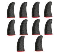 PAMINGONO Protectores de Dedos Transpirables Antisudor para Gaming, Mangas Finas de Fibra Nanométrica, 10 Unidades Negras Borde Rojo, Tamaño Ajustable para Jugadores
