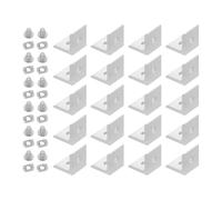 PAMINGONO Soporte de Aluminio en Forma de L para Extrusión Ranura en T, Conector de Esquina Interior de 2 Orificios, 20 Piezas, Refuerzo para Perfil de Aluminio, Uso Industrial y