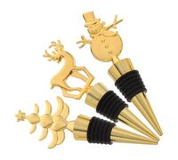 PAMINGONO Tapón de Vino Navideño 3 Piezas Cierre Hermético Metálico Diseño Reutilizable Árbol de Navidad Reno y Muñeco de Nieve Accesorio Decorativo para Fiestas Bodas y Bar