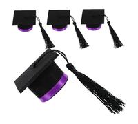 PAMINGONO Tapón para Botella Mini Birrete De Graduación Morado De Fieltro, 4 Piezas, Decoración para Botellas De Vino y Bebidas Fiestas De Graduación