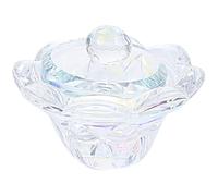 PAMINGONO Tarro de Cristal Grande para Uñas con Tapa de Loto Iridiscente, Cuenco para Líquido Acrílico y Polvo, Herramienta para Manicura Profesional y Uso Personal en Salón de Uñas