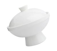 PAMINGONO Tazón de Cerámica Blanco Adecuado para Huevos al Vapor y Postres Delicado Fina Elaboración para Guiso de Nido de Pájaro Tapa