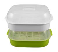 PAMINGONO Vaporera para Microondas 2 Piezas con Tapa Recipiente Plástico de Gran Capacidad para Cocinar Verduras y Pescado Material Alimentario Resistente al Calor Apta para Comidas