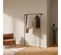 pamo Barra de ropa de pared estilo industrial - Carga 120 kg - Perchero metálico negro con tubos de acero - Para vestidor abierto o armario sin puertas - Robusto y fácil de instalar