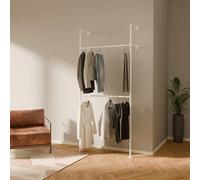 pamo Perchero de Pared Industrial Blanco 105x222 cm - Barra para Colgar Ropa de Tubos Metálicos - Vestidor Abierto Moderno - Armario Abierto Minimalista - Soporta 200 kg