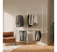 pamo Perchero de Pared Industrial Blanco 201x222 cm - Barra para Colgar Ropa de Tubos Metálicos - Vestidor Abierto Moderno - Armario Abierto Minimalista - Soporta 360 kg