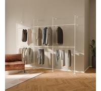 pamo Perchero de Pared Industrial Blanco 296x222 cm - Barra para Colgar Ropa de Tubos Metálicos - Vestidor Abierto Moderno - Armario Abierto Minimalista - Soporta 460 kg