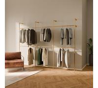 pamo Perchero de Pared Industrial Dorado 296x222 cm - Barra para Colgar Ropa de Tubos Metálicos - Vestidor Abierto Moderno - Armario Abierto de Diseño - Soporta 460 kg