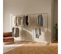 pamo perchero de pie de diseño de loft industrial - Capacidad de carga 140 kg - Ropero para vestidor Percheros de pie para dormitorio de tubos oro
