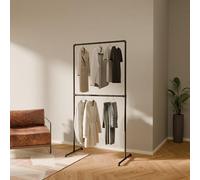 pamo Perchero independiente con diseño industrial Loft - LAS - Perchero para pared o dormitorio, de tubos estables negros, sin montaje en pared