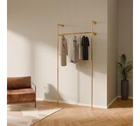 pamo Percheros Pared 105 cm - 140 kg I Armario Abierto Metal Dorado I Perchero Burro Ropa Industrial I 222 cm × 32 cm I Dorado I Acero con Recubrimiento en Polvo ClearGuard