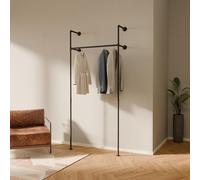 pamo Percheros Pared 105 cm - 140 kg I Armario Abierto Metal Negro I Perchero Burro Ropa Industrial I 222 cm × 32 cm I negro I Acero con Recubrimiento en Polvo MatteGuard