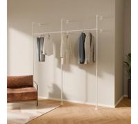 pamo Percheros Pared 201 cm - 240 kg I Armario Abierto Metal Blanco I Perchero Burro Ropa Industrial I 222 cm × 32 cm I Blanco I Recubrimiento Clearguard anti-arañazos
