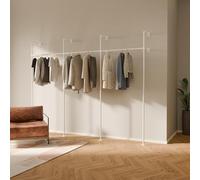 pamo Percheros Pared 296 cm - 340 kg I Armario Abierto Metal Blanco I Perchero Burro Ropa Industrial I 222 cm × 32 cm I Blanco I Recubrimiento Clearguard anti-arañazos