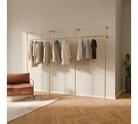 pamo Percheros Pared 296 cm - 340 kg I Armario Abierto Metal Dorado I Perchero Burro Ropa Industrial I 222 cm × 32 cm I Dorado I Acero con Recubrimiento en Polvo ClearGuard