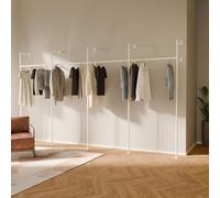 pamo Percheros Pared 392 cm - 440 kg I Armario Abierto Metal Blanco I Perchero Burro Ropa Industrial I 222 cm × 32 cm I Blanco I Recubrimiento Clearguard anti-arañazos