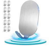Pamofuper 10 Piezas Ganchos Adhesivos, Perchas Baño sin Taladro, Colgador Adhesivo de Acero Inoxidable 304, No Requiere Taladrar, Colgadores de Pared para uso Doméstico, Baños y Cocinas