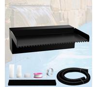 Pamopamo Fuente de agua para estanque, cascada, fuente de agua para piscina, fuentes de acero inoxidable negro para exteriores, kit de cascadas de flujo de agua para jardín, patio, estanques, 11.8 x