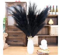 Pampas Grass Decor Tall,Pampas Grandes Florales esponjosas 8 Piezas 43"/110cm,Flores de Plumas largas para arreglo de Boda Boho Sala de Estar (8 Piezas 43"/110cm, Negro)