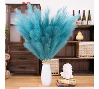 Pampas Grass Decor Tall,Pampas Grandes Florales esponjosas 8 Piezas 43"/110cm,Flores de Plumas largas para arreglo de Boda Boho Sala de Estar (8 Piezas 43"/110cm, Verde Azulado)